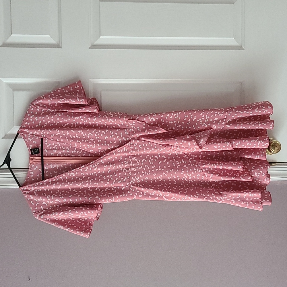 Fun and flirty faux wrap dress with hearts